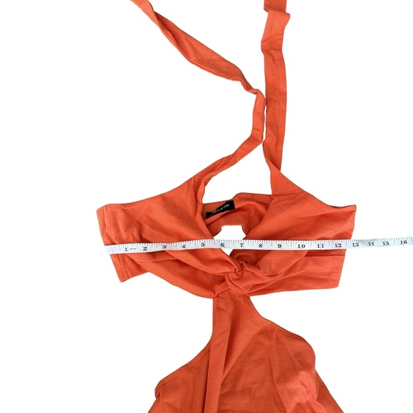 Halter Bodycon Maxi Dress Orange Womens M - Picture 3 of 4